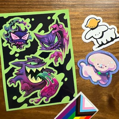 Gengar Line Sticker Sheet Pokemon - Etsy