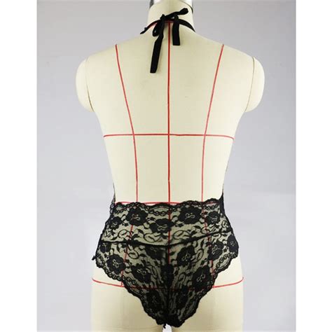 Babydoll Sexy Teddy Lingerie Halter Black Lace Women S Underwear Backless Erotic Lady Temptation