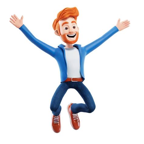 Premium Psd 3d Illustration Of Male Character Happy Jumping