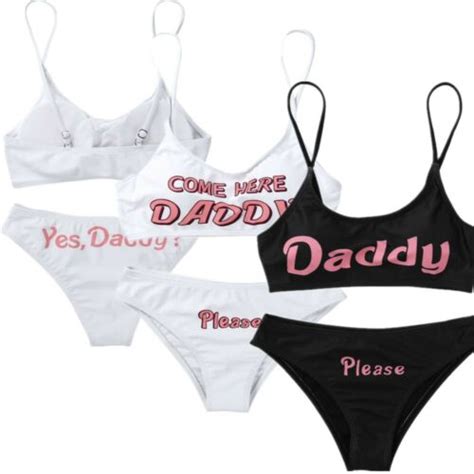 Damen Bikini Sets Yes Daddy Dessous Mini Bh Kurz Geschnittene Oberteile Ungezogene Kurze