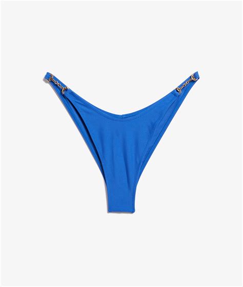 Bikini brésilien high leg bas de maillot détails bijoux HORSY BLEU