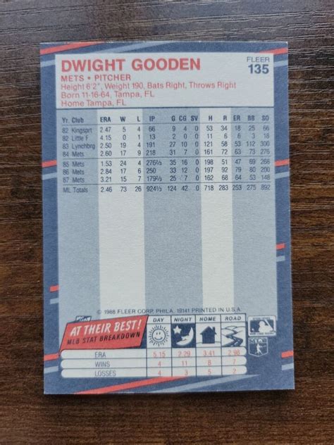 1988 Fleer 135 Dwight Gooden New York Mets MLB Fresh Pull EBay