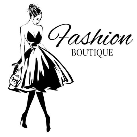 Fashion Boutique Logo With Black And White Woman Silhouette Vector Fashion Boutique Fashion