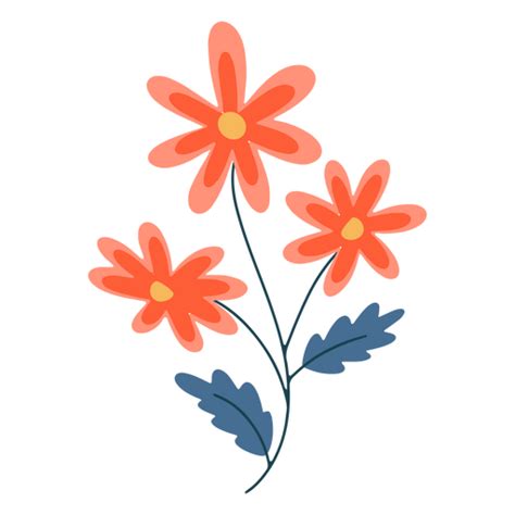 Dise O Png Y Svg De Flores Planas Colores Vivos Naranja Para Camisetas