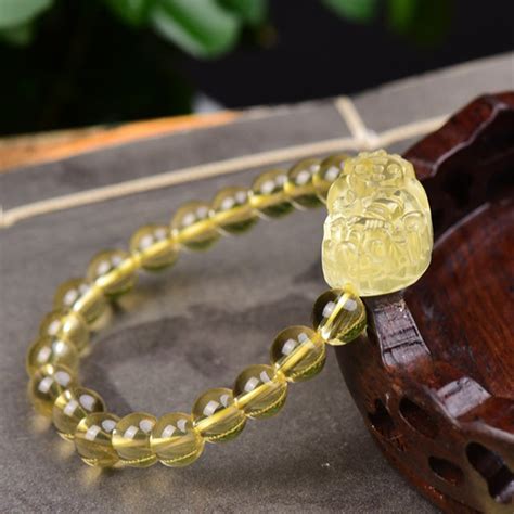 Buddha Stones Fengshui Citrine Pixiu Wealth Bracelet Buddhastoneshop