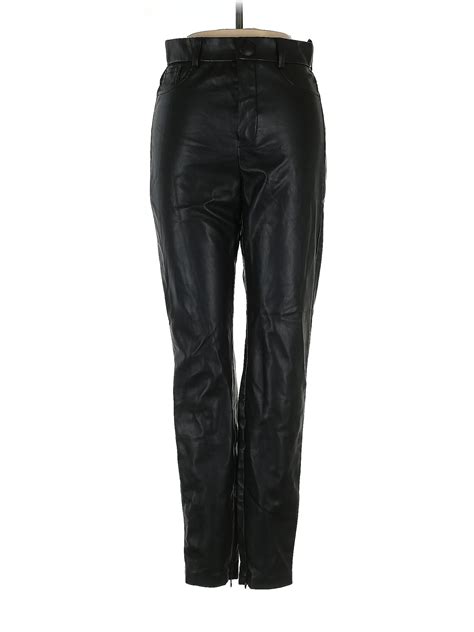 Zara 100 Polyurethane Solid Black Faux Leather Pants Size S 43 Off