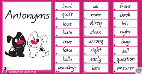 40 Antonyms or Opposites