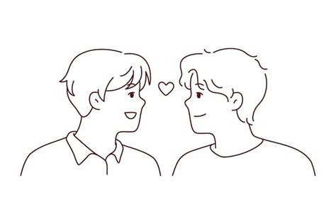 Feliz Pareja Gay Mostrando Amor Vector Premium