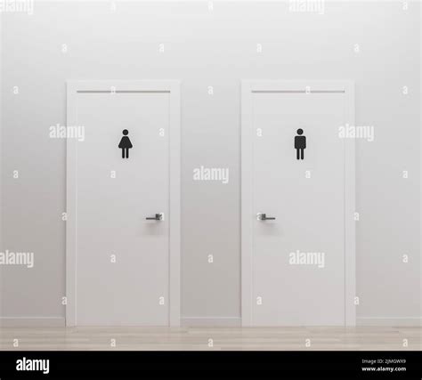 restroom doors men  women wc doors  render stock photo alamy