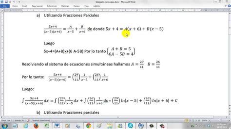 Integraci N De Funciones Racionales Por Descomposici N En Fracciones