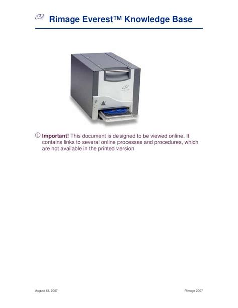 Pdf Rimage Everest Knowledge Base Legend Cps Everest Knowledge Base