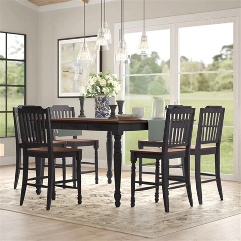 Lark Manor Alyssha 7 Piece Extendable Solid Wood Dining Set And Reviews Wayfair