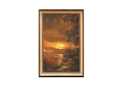 Pierre Lacouture Huile Sur Toile Coucher De Soleil Tahiti Collectiv