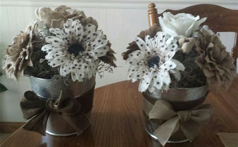 Galvanized bucket and burlap centerpieces I made for rehearsal dinner ...