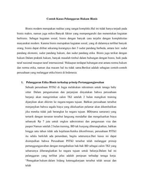 Contoh Kasus Pelanggaran Hukum Bisnis Sebagai Kegiatan Sosial Bisnis