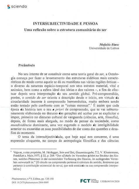 Estrutura Ser E Pessoa Pdf - (PDF) Intersubjectividade e pessoa: Uma reflexão sobre a estrutura ...
