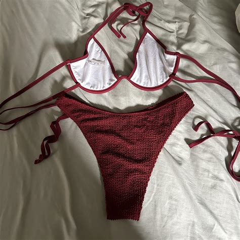 Burgundy Bikini Set Bikini Depop