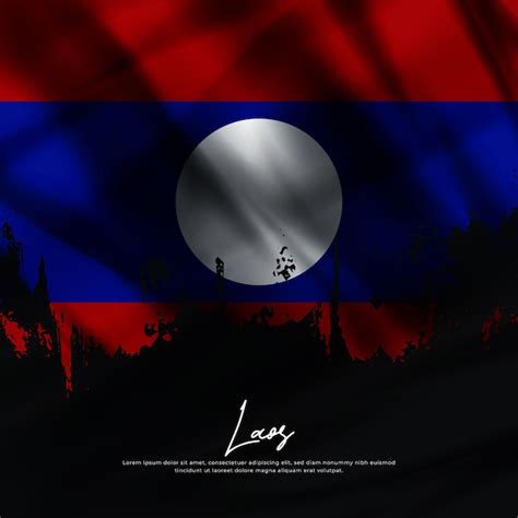 Ilustraci N De Ondear La Bandera De Laos De Seda De Fondo Grunge