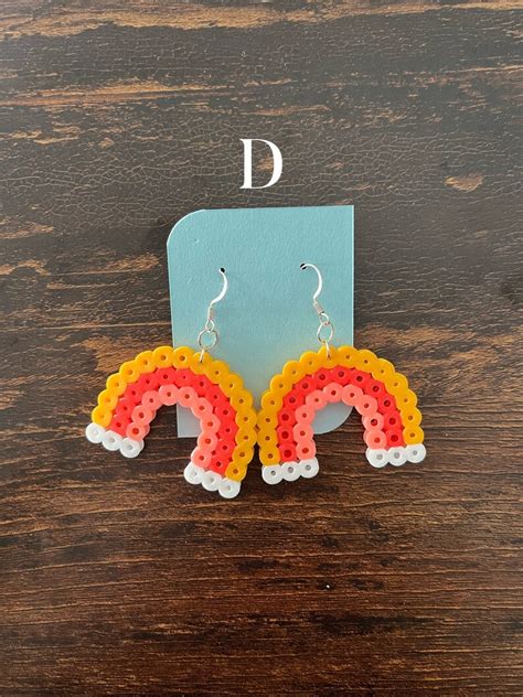 3 Row Rainbow Arch Dangle Perler Bead Earrings Etsy