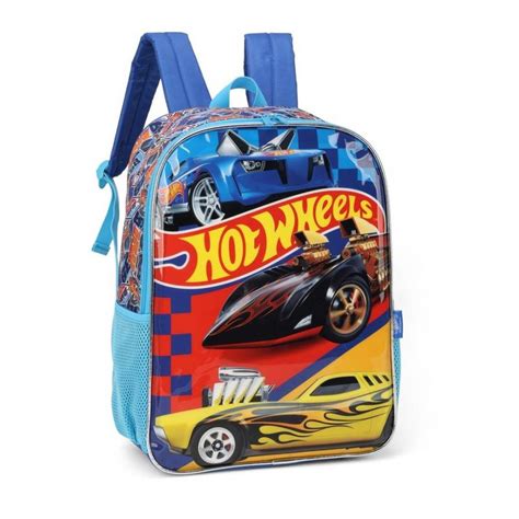 Mochila De Costas Hot Wheels Winthout The Fkame Azul Luxcel Papelaria Pigmeu
