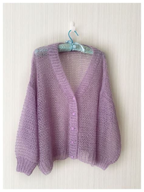 Кардиган паутинка крупной вязки лавандовый в интернет-магазине на ...