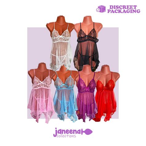 Janeena Women Sexy Lace Sleep Dress Mesh Nightgown Lingerie Set Shopee Philippines