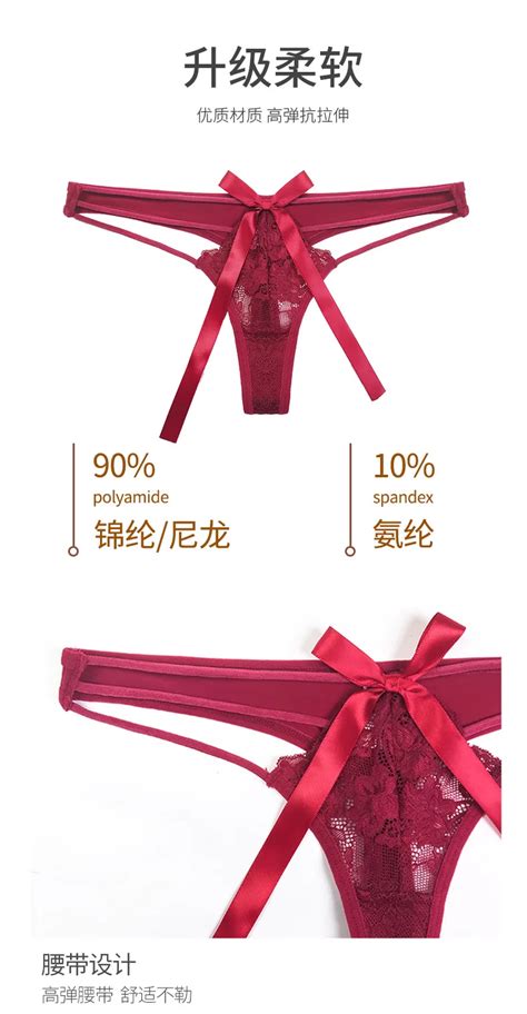 Sexy Lace Bow Thong High Elasticity Women S Panties G String Low Waist Breathable Women Lingerie