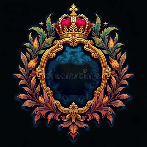 Elegant Royal Crest With Jeweled Crown In Rich Gold And Crimson Against