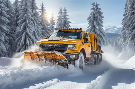 Premium AI Image | Versatile snow plow pickup trucks equipped for ...