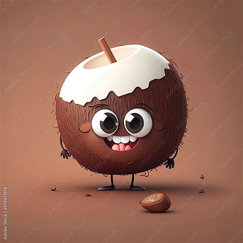 Adorable Coconut Animated Character Stock Illustration | Adobe Stock