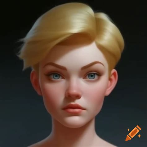 Bust Portrait Of A Plus Size Short Haired Blonde Woman On Craiyon