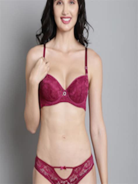 Buy MAKCLAN Self Design Lightly Padded Low Rise Lingerie Set Lingerie Set For Women