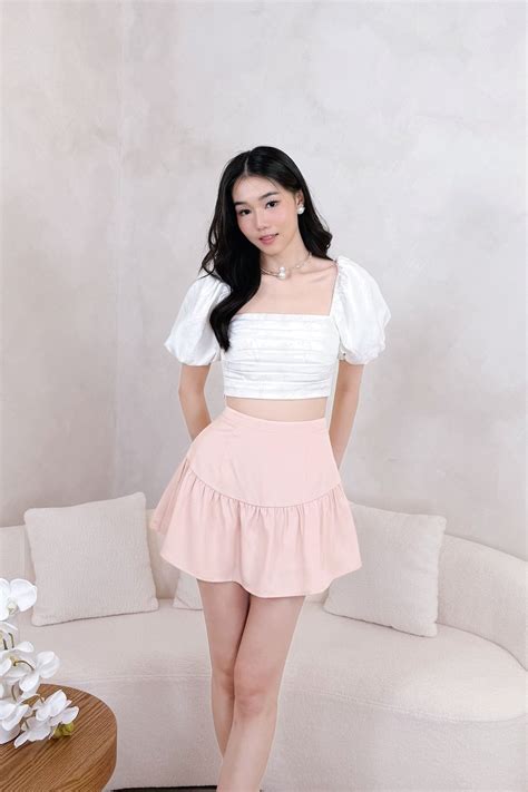 Astra Ruffle Hem Skorts In Nude Pink Mikayla