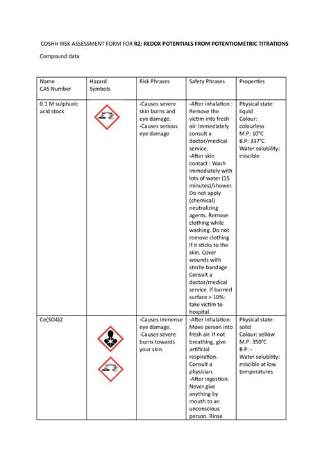 COSHH Self Assessment Form PDF Personal Protective 54 OFF