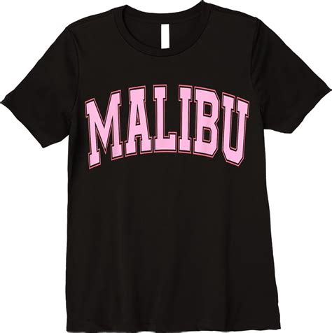 Pink Malibu California Trendy Varsity Style T Shirts Preppy Look For