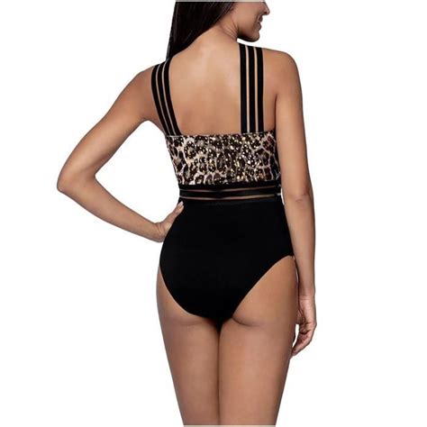 Maillot De Bain Une Pi Ce Une Pi Ce Bikini Imprim L Opard Sexy Femmes Noir Noir Cdiscount