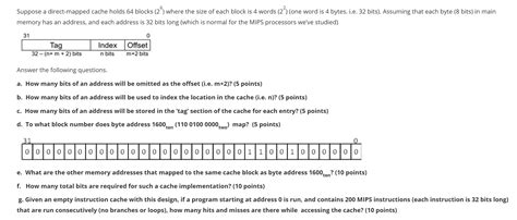 Solved Suppose A Direct Mapped Cache Holds 64 Blocks 2 Chegg