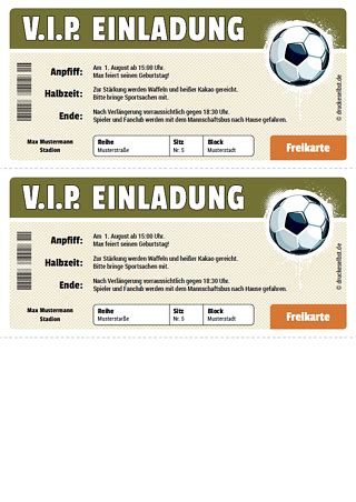 Hervorragend Einladungskarten Fussball Ticket Diamantene Hochzei T