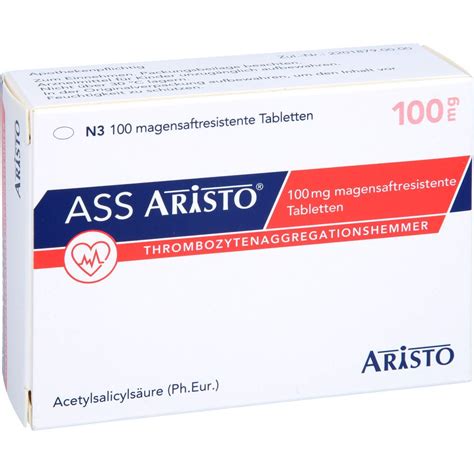 ASS Aristo 100 Mg Magensaftresistente Tabletten 100 Buc EUMED