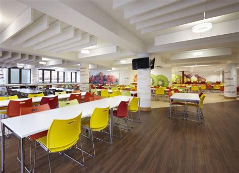 School Dining Hall Renovation Ideas With Vibrant Colours Putney High