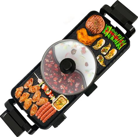 Amazon Hot Pot With Grill 2 In 1 Electric BBQ Grill Hot Pot 25x8 6 Inch Non Stick