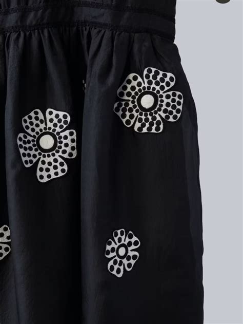 Black Dress with White Flower Applique