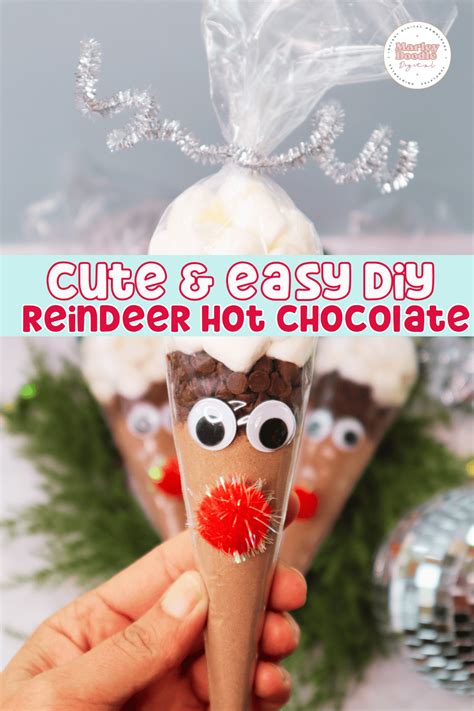 DIY Reindeer Hot Chocolate Cones W Printable Easy Christmas Gift Marley Doodle Digital