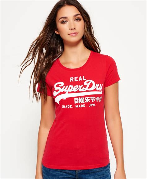 Womens Vintage Logo Duo T Shirt In Indiana Red Superdry Uk