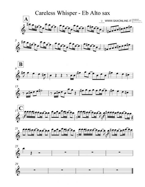 Careless Whisper Sheet Music George Michael Clarinet Solo