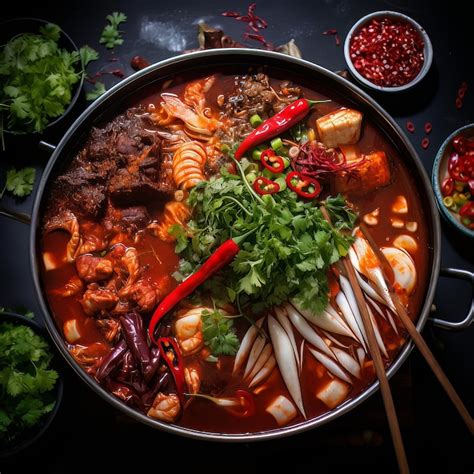 Premium AI Image Spicy Sichuan Hot Pot Goodness