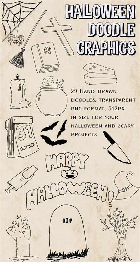 Callouts Creative Assets Halloween Scary Doodle Graphics Bw