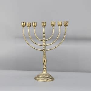 Brass Menorah Candle Holder David S Seven Branched Candelabrum Jewish