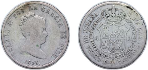 Biddr CoinsNB E Auction 14 Lot 957 Spain Kingdom 1835 M CR 4