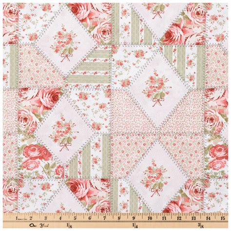 Pink And Sage Floral Patch Cotton Calico Fabric Hobby Lobby 2202901